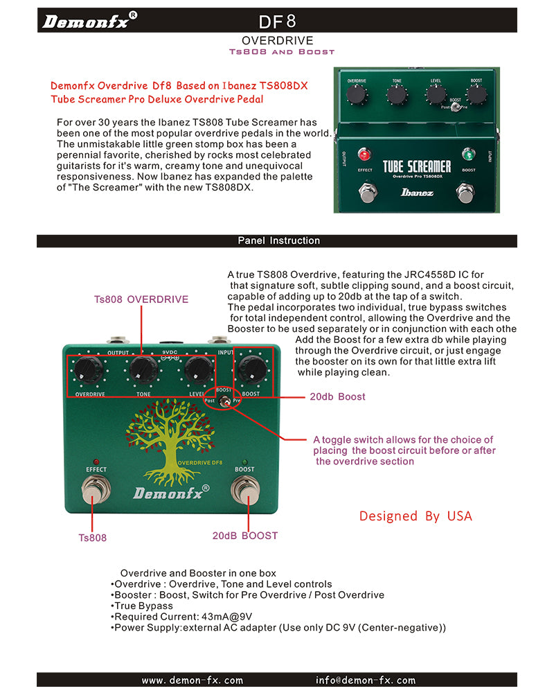 DF8 TUBE SCREAMER- DEMONFX