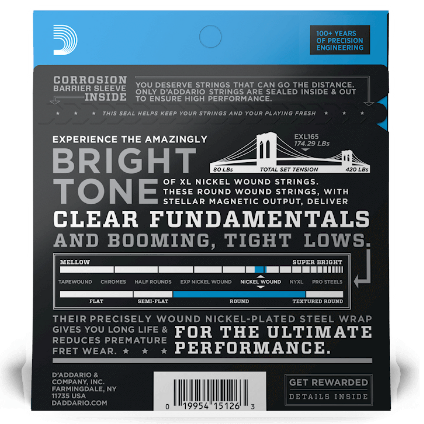 EXL165 (45-105 ) CUERDAS BAJO ELECTRICO