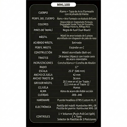 MHL-100 GUITARRA ELECTRICA HEADLESS
